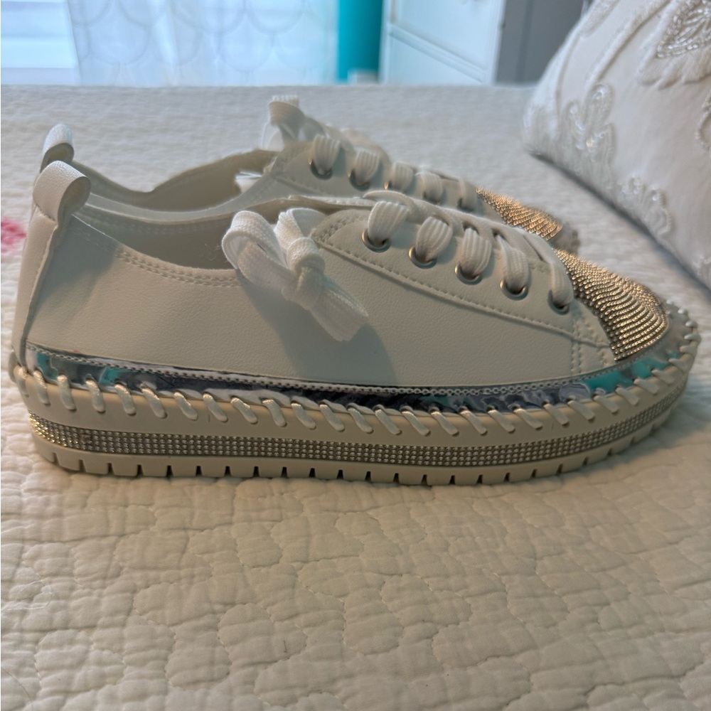 White and Silver Women's Sneakers